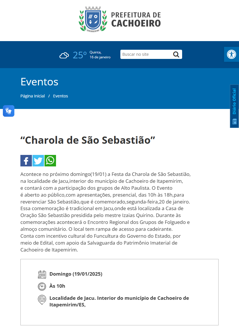Prefeitura de Cachoeiro de Itapemirim - 15 de janeiro de 2025
