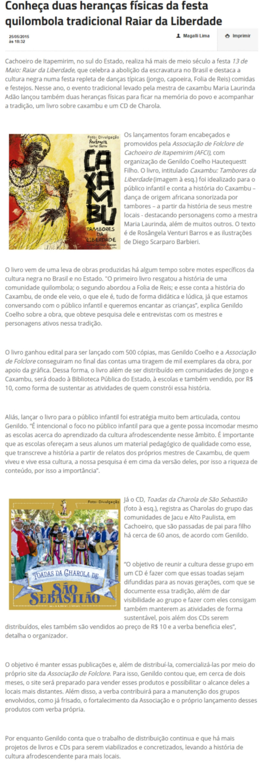 Clipping Charola de São Sebastião